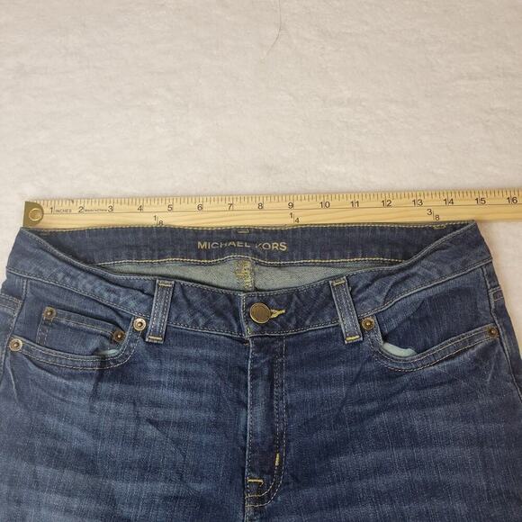 Michael Kors Womens Cropped Izzy‎ Skinny Denim Jeans Sz 8 Blue Dark Wash Stretch - Picture 5 of 12